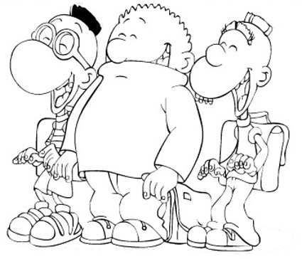 coloriage manu hugo et vomito les amis de titeuf rigolent